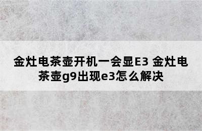 金灶电茶壶开机一会显E3 金灶电茶壶g9出现e3怎么解决